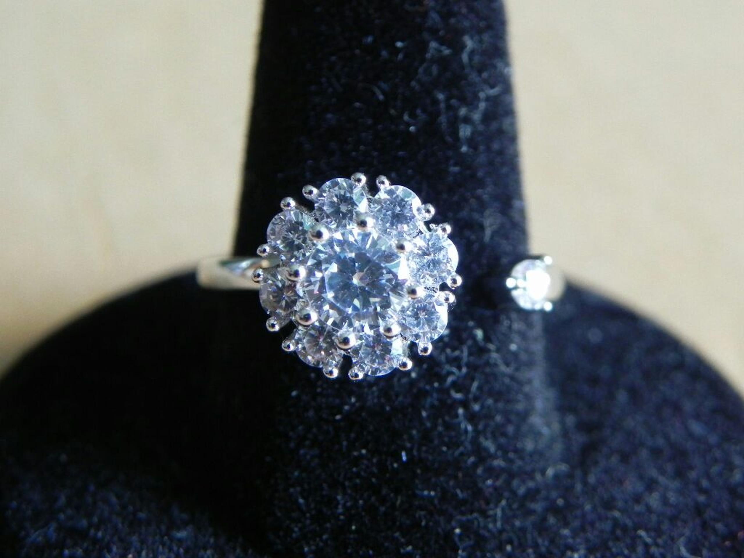 Rotating Clear CZ Flower Ring