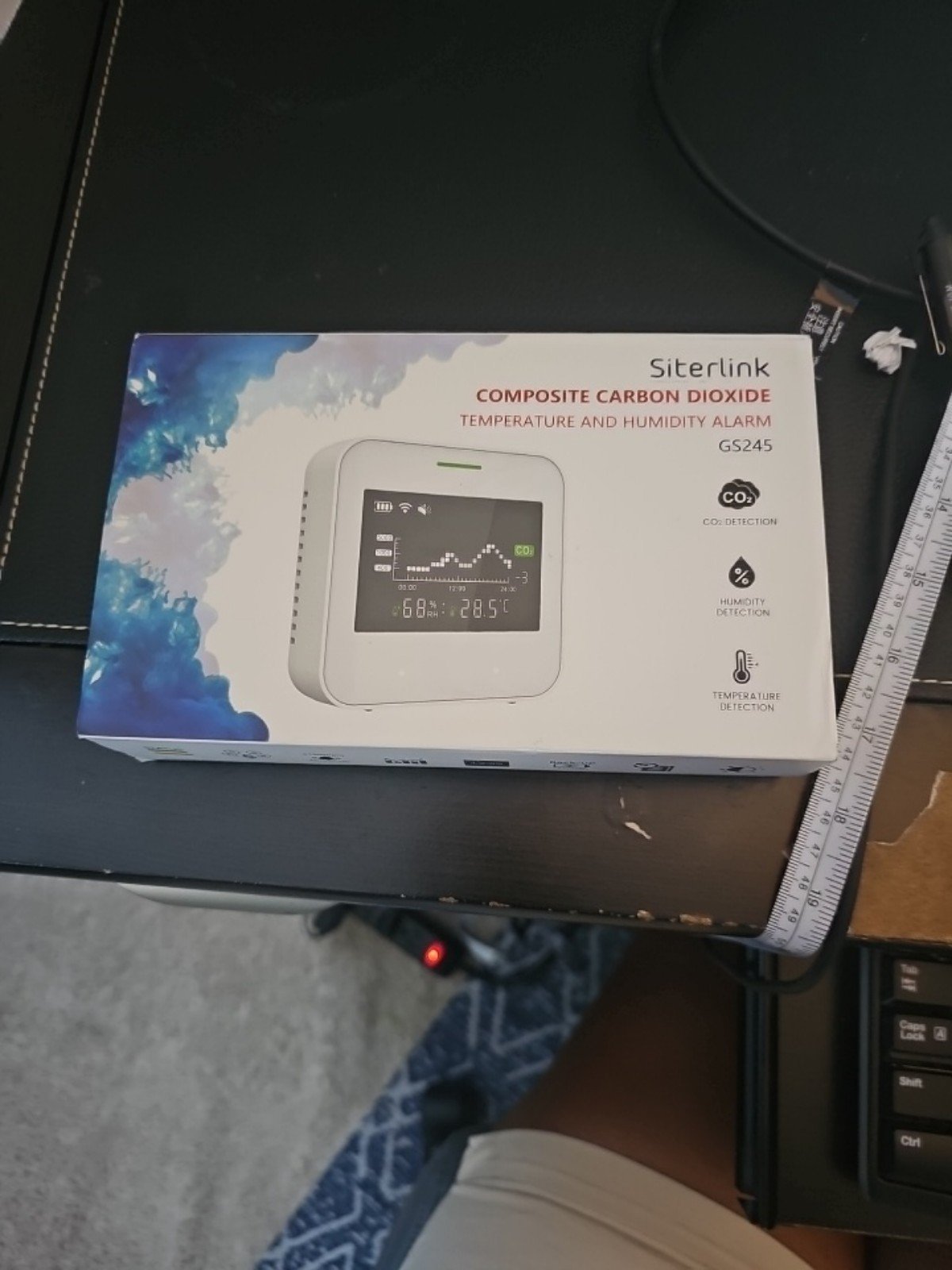 SITERLINK Indoor Air Quality Monitor, Carbon Dioxide Monitor + Humidity, Temp