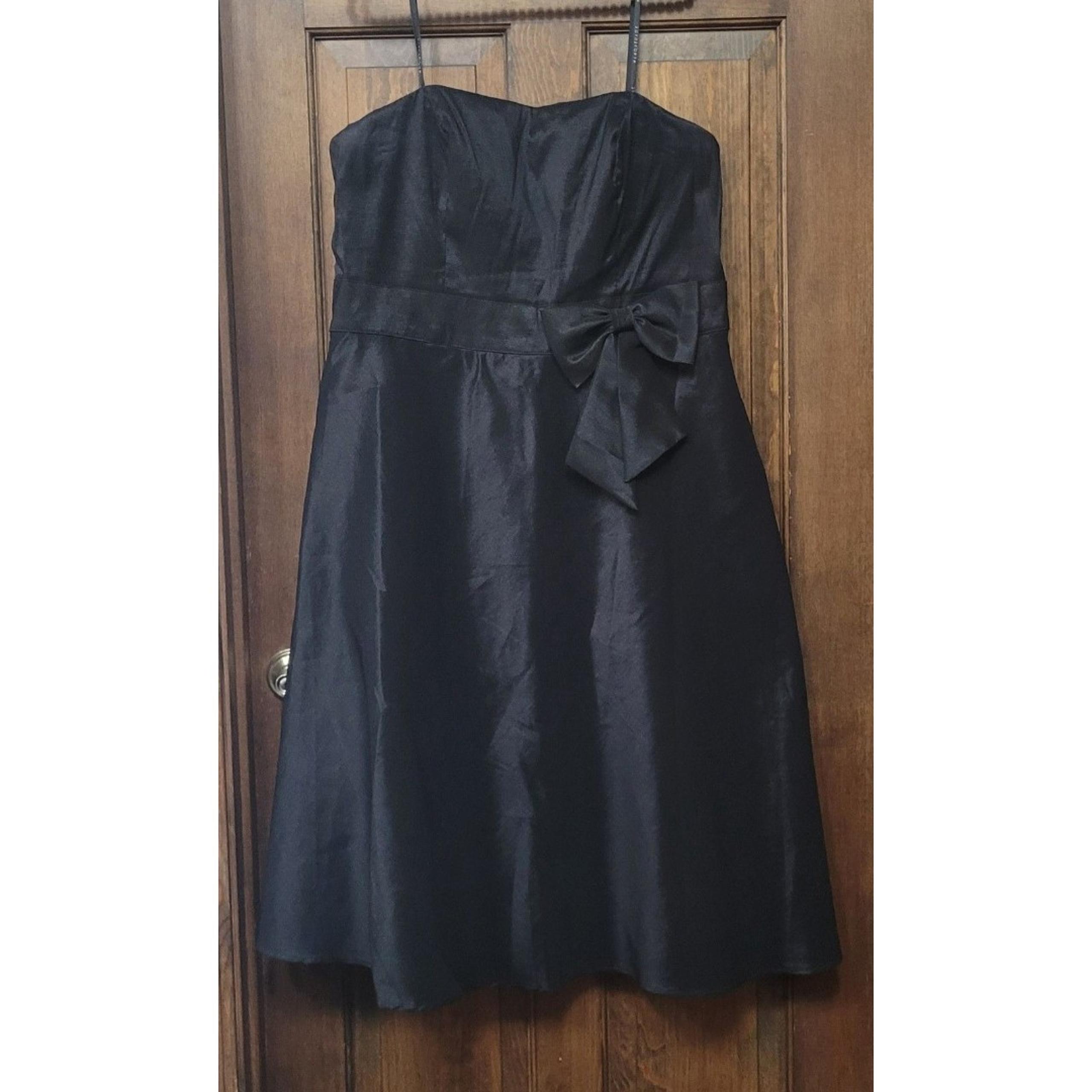 Vintage Masquerade Black Satin Bow Strapless Dress Juniors 16/17 Y2K 90's