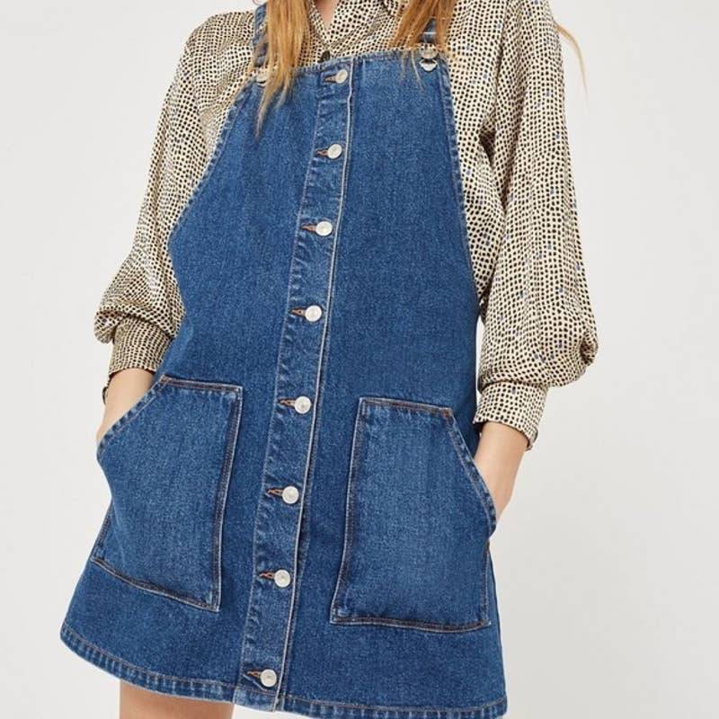 topshop denim pinafore