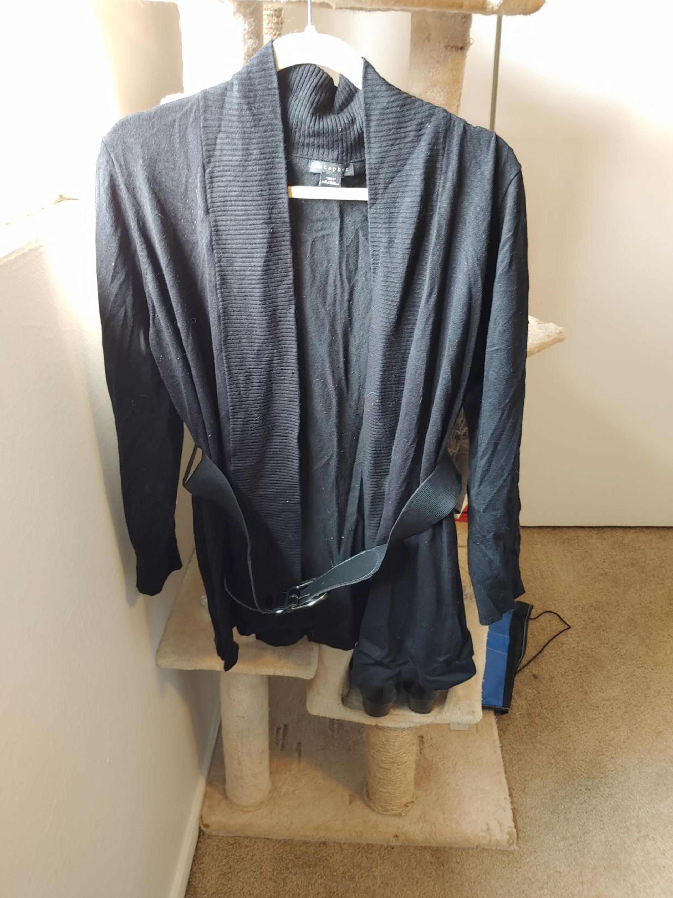 Metaphor black belted cardigan size xl