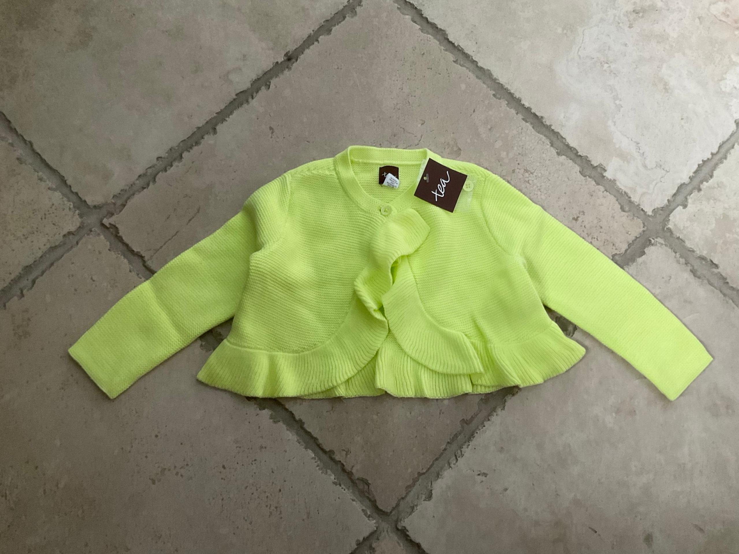 NWT Tea Collection Kiwi ruffle baby cardigan sweater - size 18-24 month