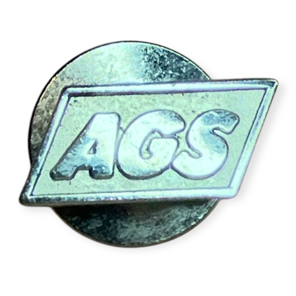 Vintage AGS Logo Pin Badge Collectible Silver Tone Tie Tack Metal Pin