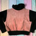 Vintage pink and black suede turtle neck sweater size medium