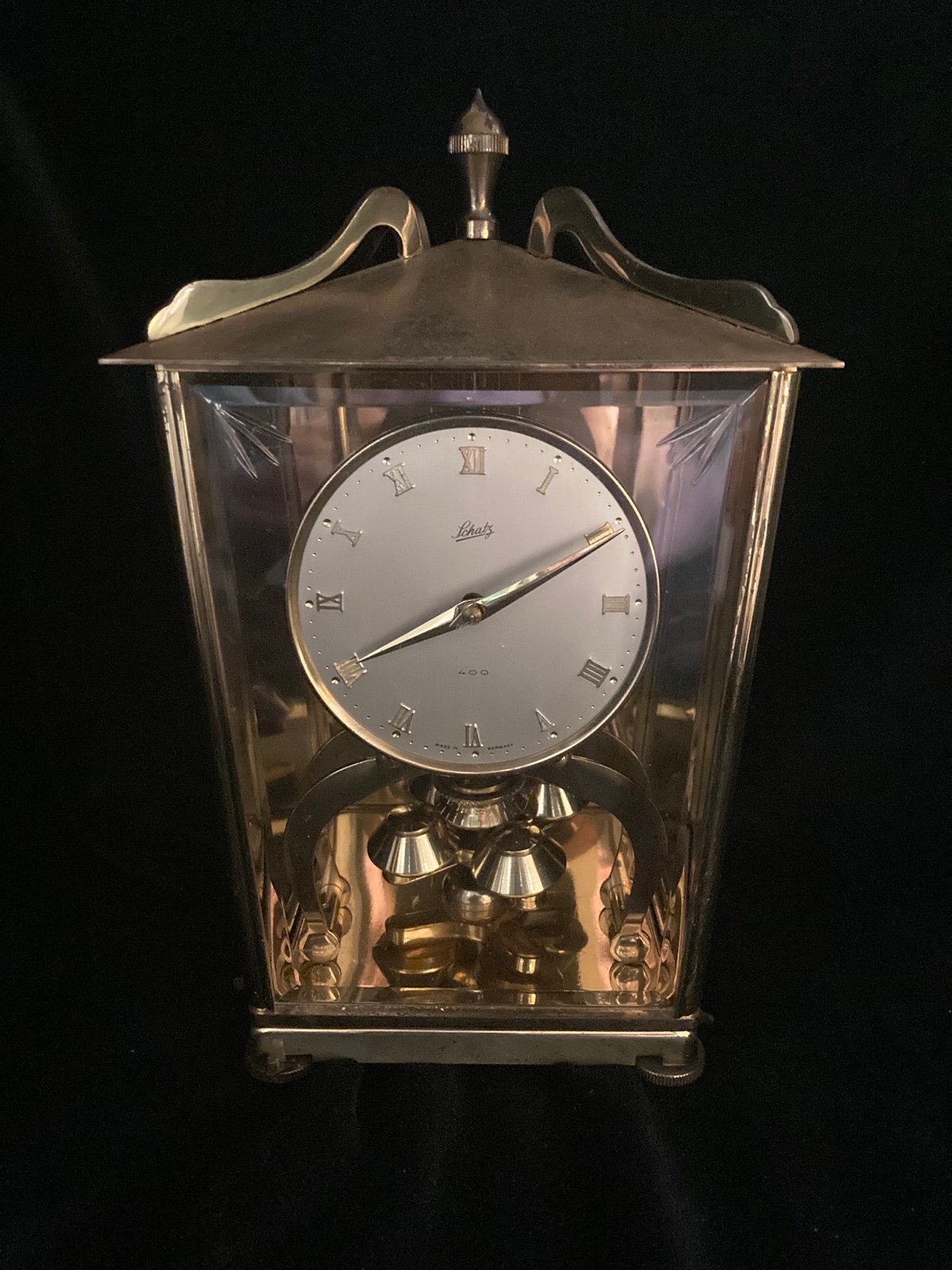1955 Schatz Germany 2 Jewel 400 Day Anniversary Vintage Clock Parts or Repair V