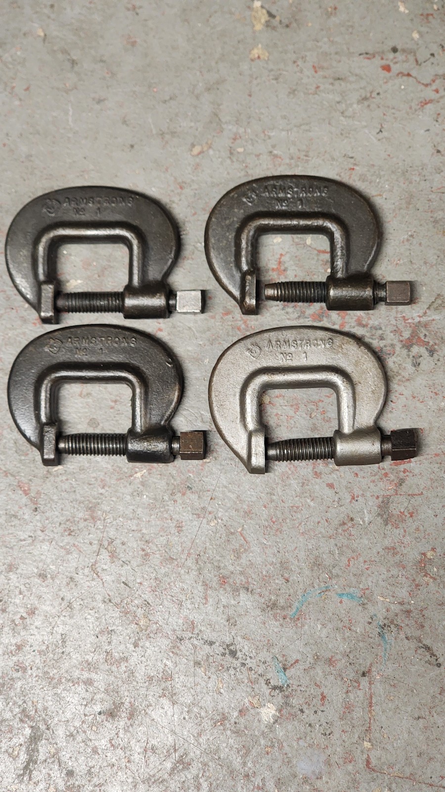 Armstrong 4pcs No. 1 machinist C Clamp Drop Forged Chicago USA