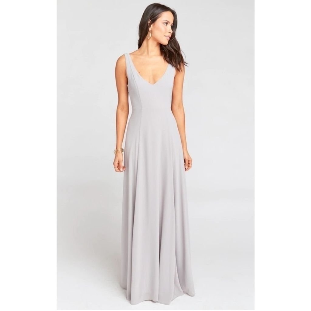 Show Me Your MuMu Jenn Maxi Dress in Dove Grey Chiffon M Medium New NWT