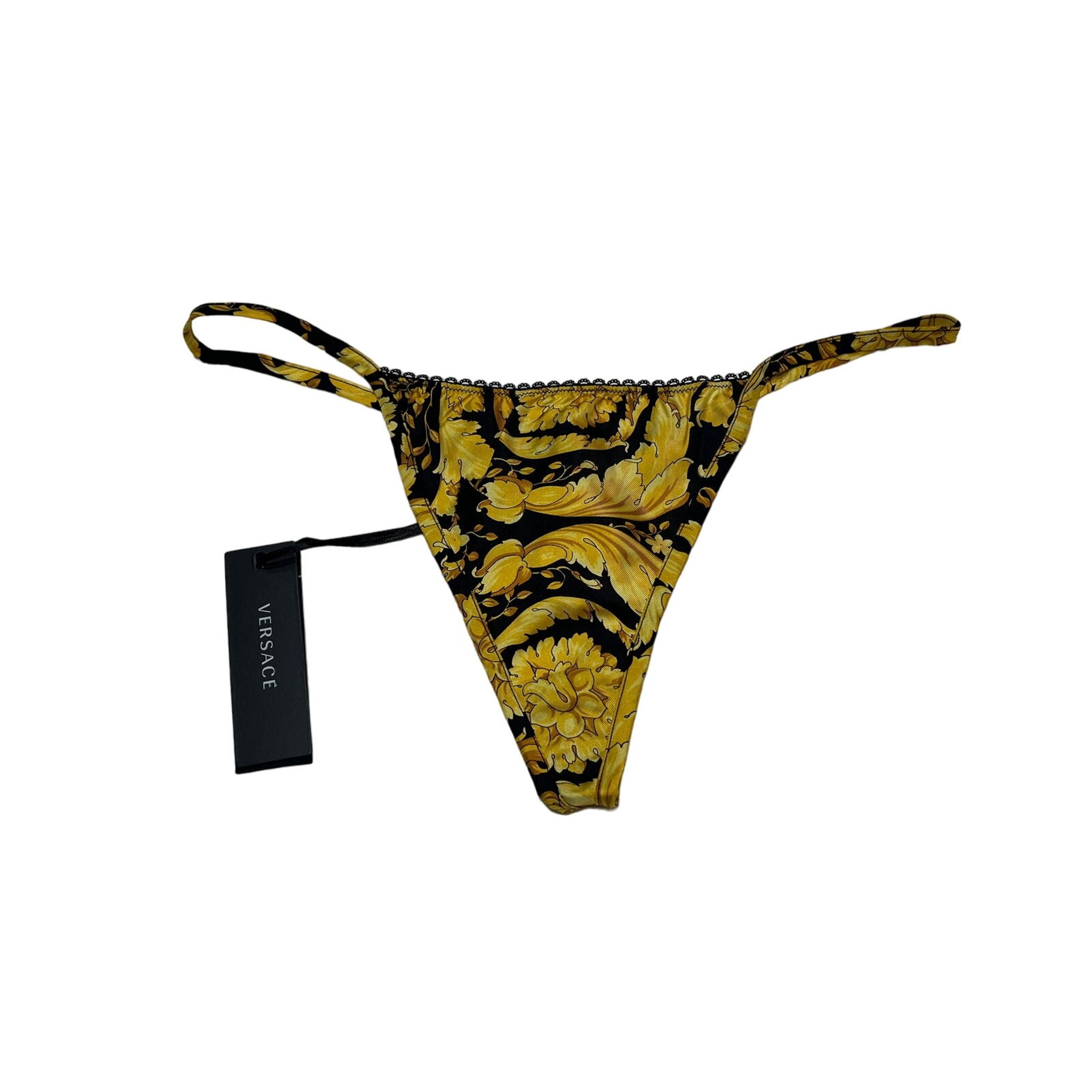 6-97 VERSACE Women's Panties Barocco Renaissance Baroque Black/Gold Size 1/XXXS