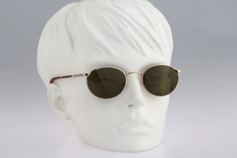 Vienna Line 1774 40, Vintage 90s gold and tortoise small oval sunglasses