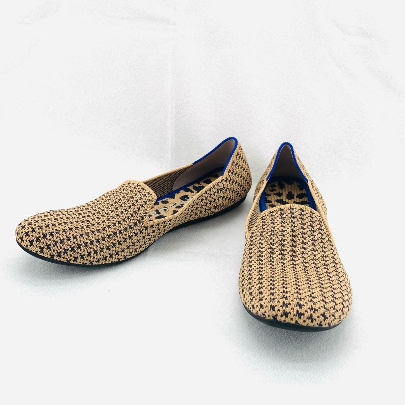 Rothys Loafers Houndstooth Black Gold Metallic US 7 Slip On Round Toe Retired