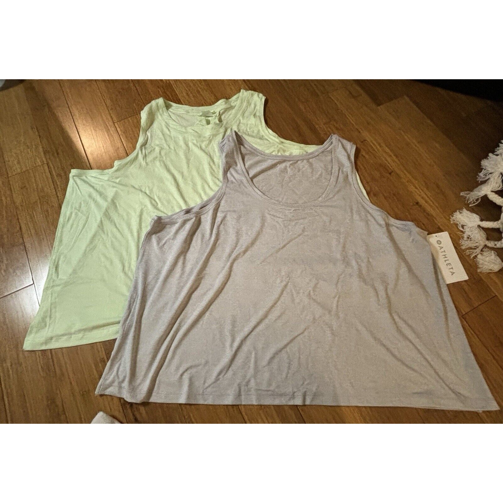 Athleta With Ease Muscle Tank & Uptempo Tank **LOT OF 2** Green & Gray 3X Active