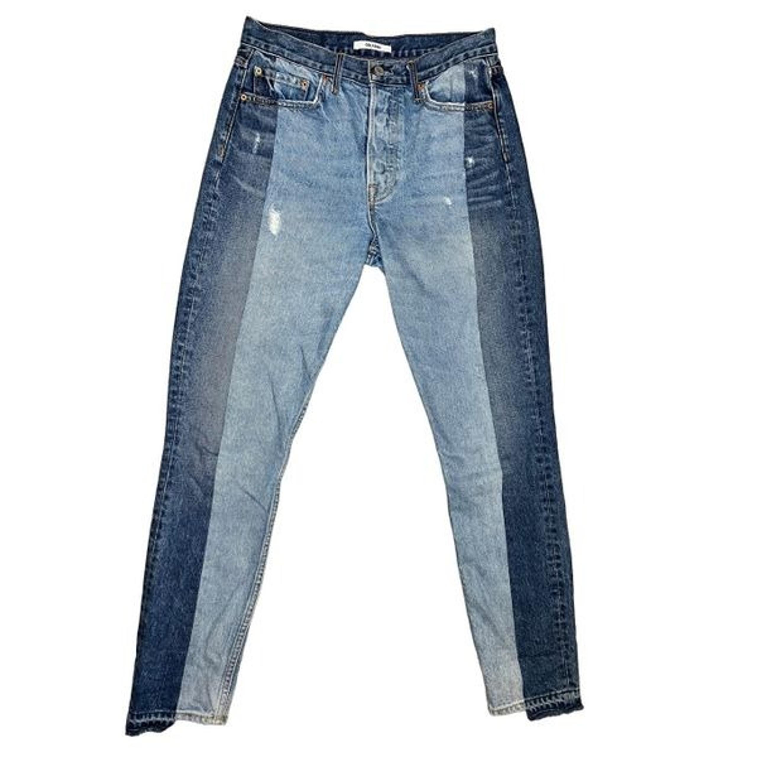 GRLFRND jeans women’s 27 button fly color block distressed Karolina Thunder Road