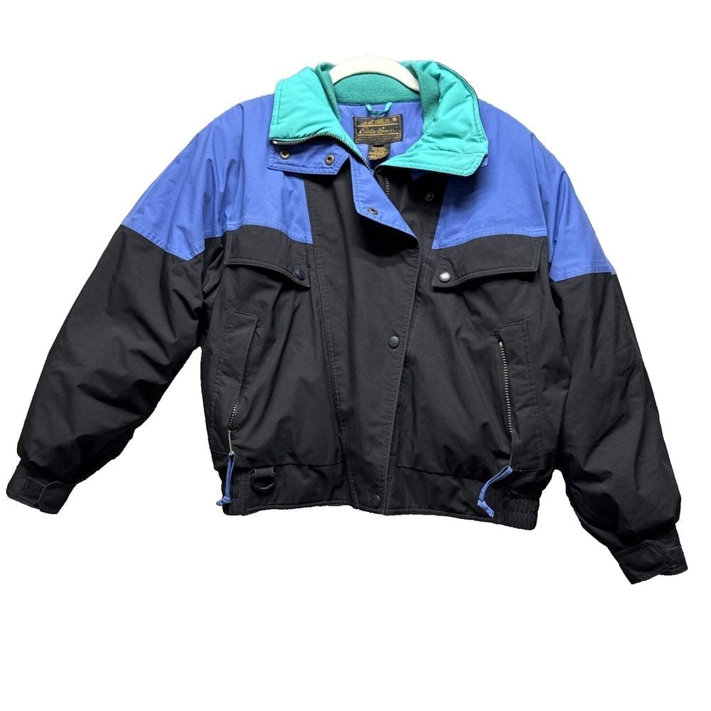 Vtg 90s Eddie Bauer Jacket Mens M Goose Down Ski Coat Waterproof Colorblock