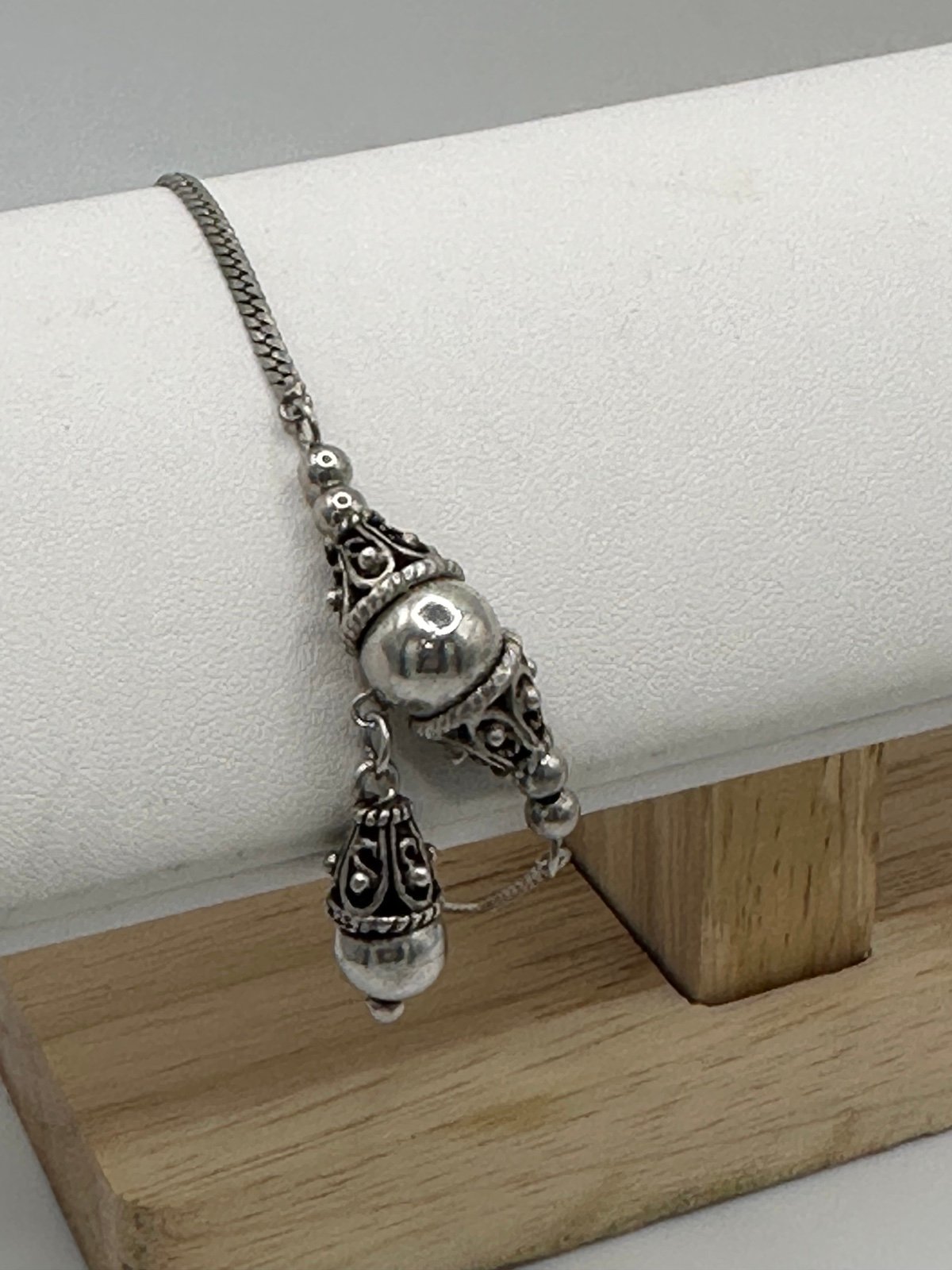 Vintage Sterling Silver Bracelet Intricate Dangling Design Size 6 3/4 & 8.55 Gr