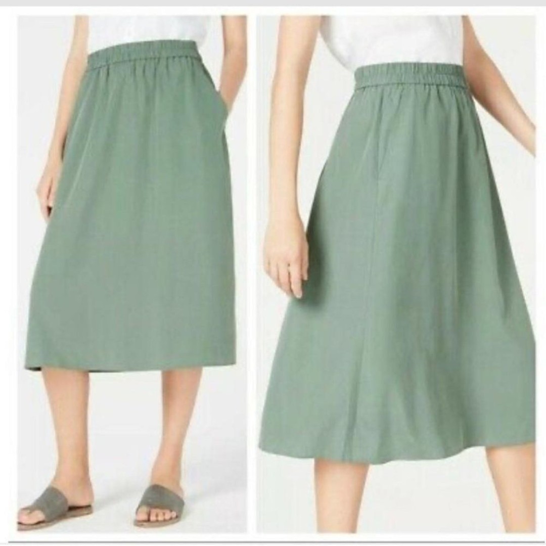 NWT Eileen Fisher Sandwash green tencel nori skirt