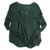 We The Free People Henley Keyhole Open Back Top Long Sleeve Deep Green XS NWOT