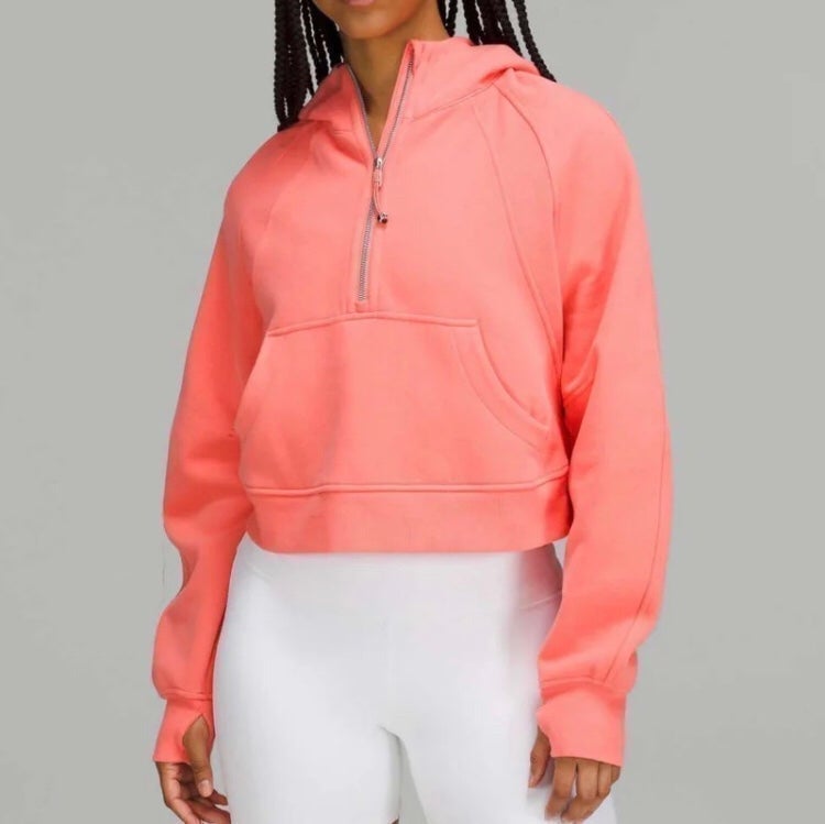 Lululemon Scuba Oversized Half-Zip Hoodie Raspberry Cream M/L