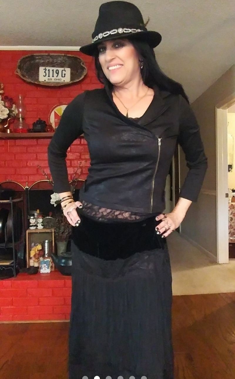 Sale Vintage Black Velvet and Lace Maxi Skirt