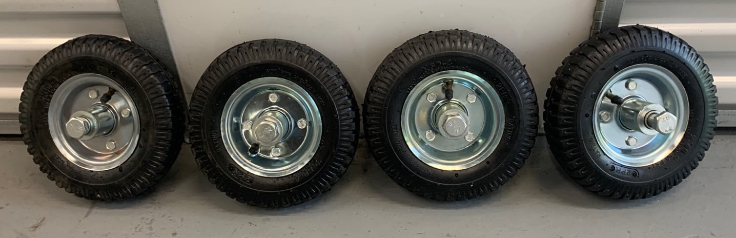 Pnuematic Wheels for Cart with Tires and Bolt Hardware 1/2 Axle, 8.5 Diameter