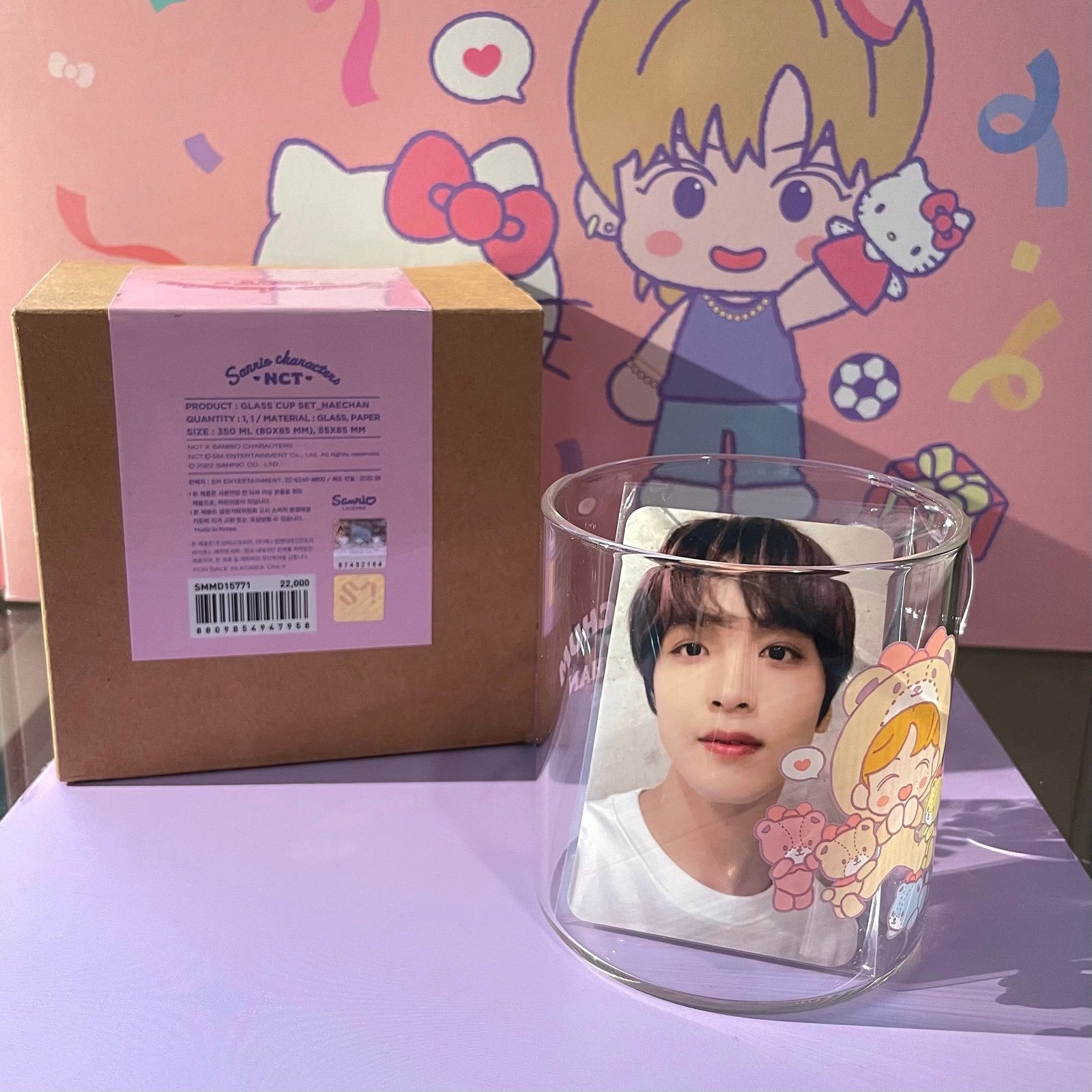 NCT SANRIO HAECHAN Tiny Chum Glass Cup Photocard Set RARE Collection