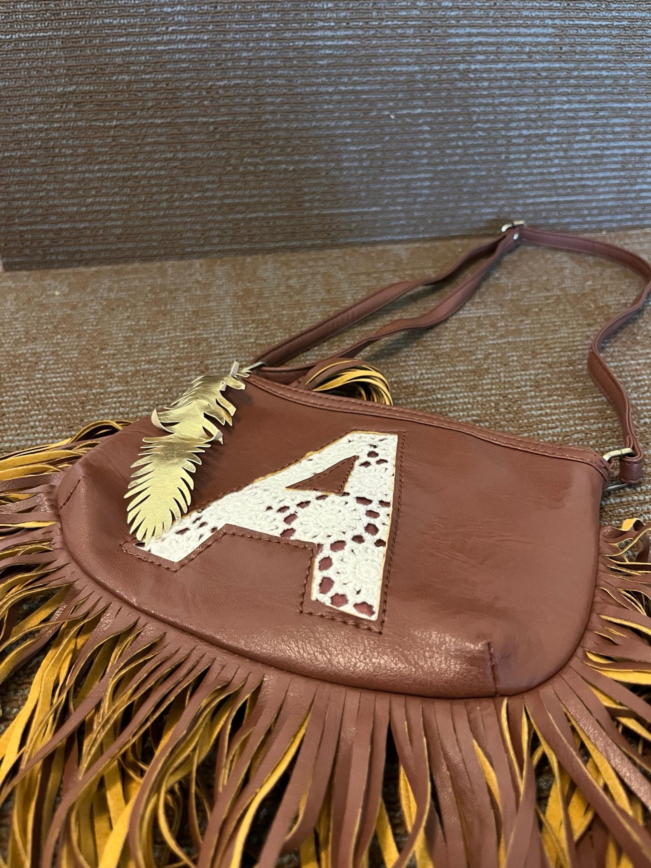 Crossbody Justice “A” Cross Body Shoulder Bag Purse Tassels Western Brown