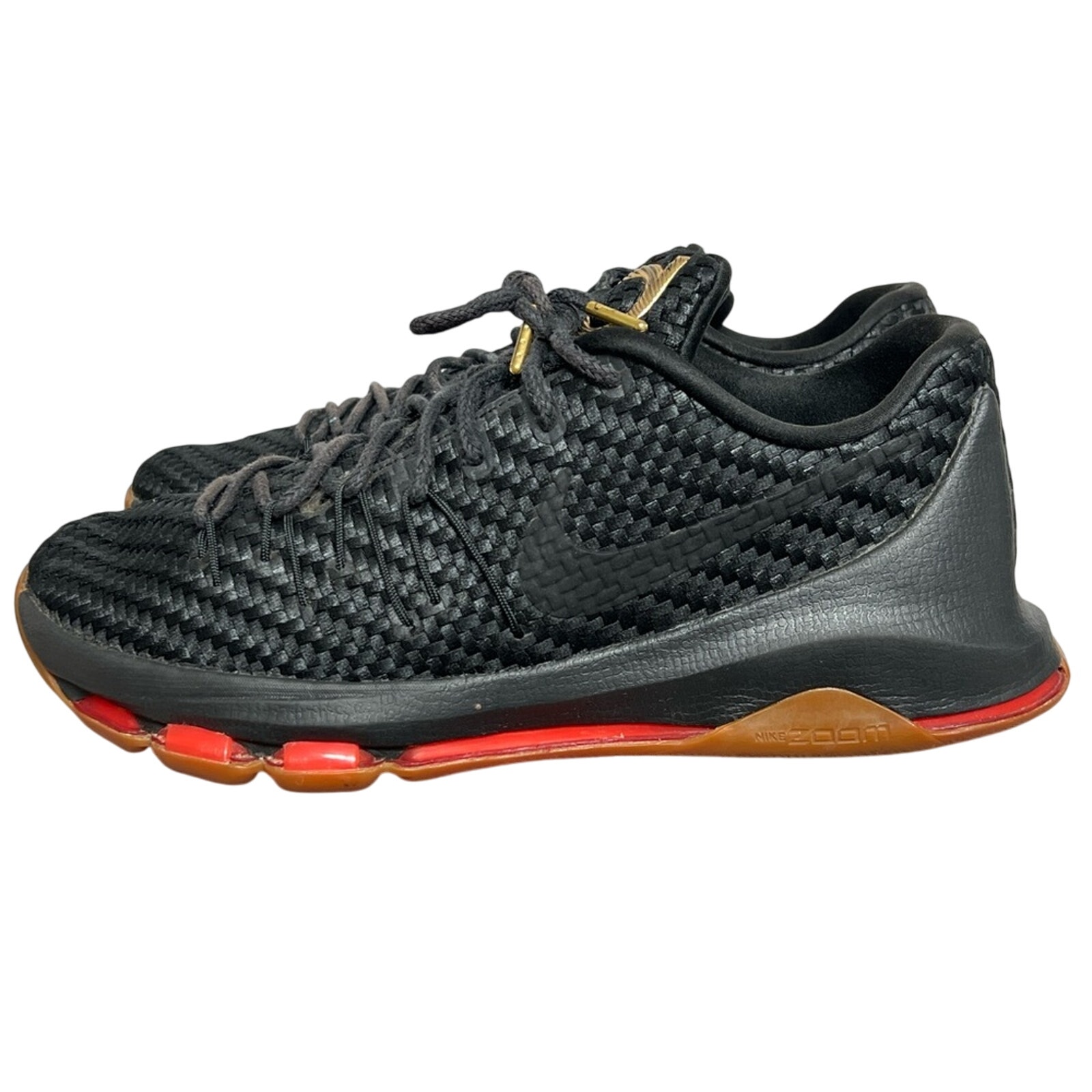 Nike KD 8 EXT Sneaker Shoes Mens 10.5 Black Gold Woven Wonder 806393-001 WORN 2X