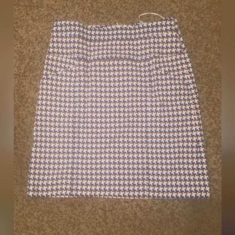 J McLaughlun Stylish Blue and Brown Houndstooth Skirt Size 4