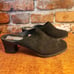 Vintage PORTANIA Black Suede Slides Mules Clogs Shoes Womens Size US 10.5 EUR 41
