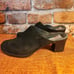 Vintage PORTANIA Black Suede Slides Mules Clogs Shoes Womens Size US 10.5 EUR 41