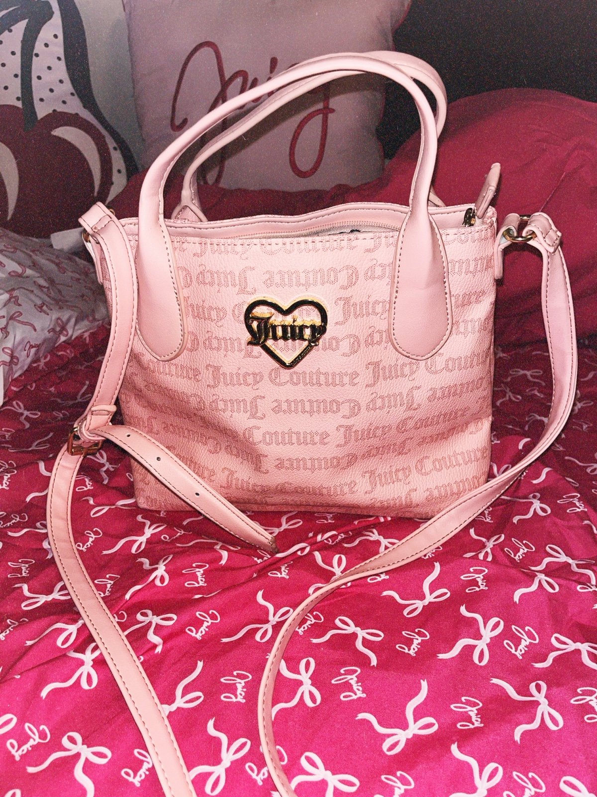 Juicy Couture Pink Monogram Mini Tote Bag with Heart Logo