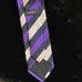 New Versace Silk British Purple Off White and Navy Diagonal Stripe Tie