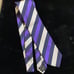 New Versace Silk British Purple Off White and Navy Diagonal Stripe Tie