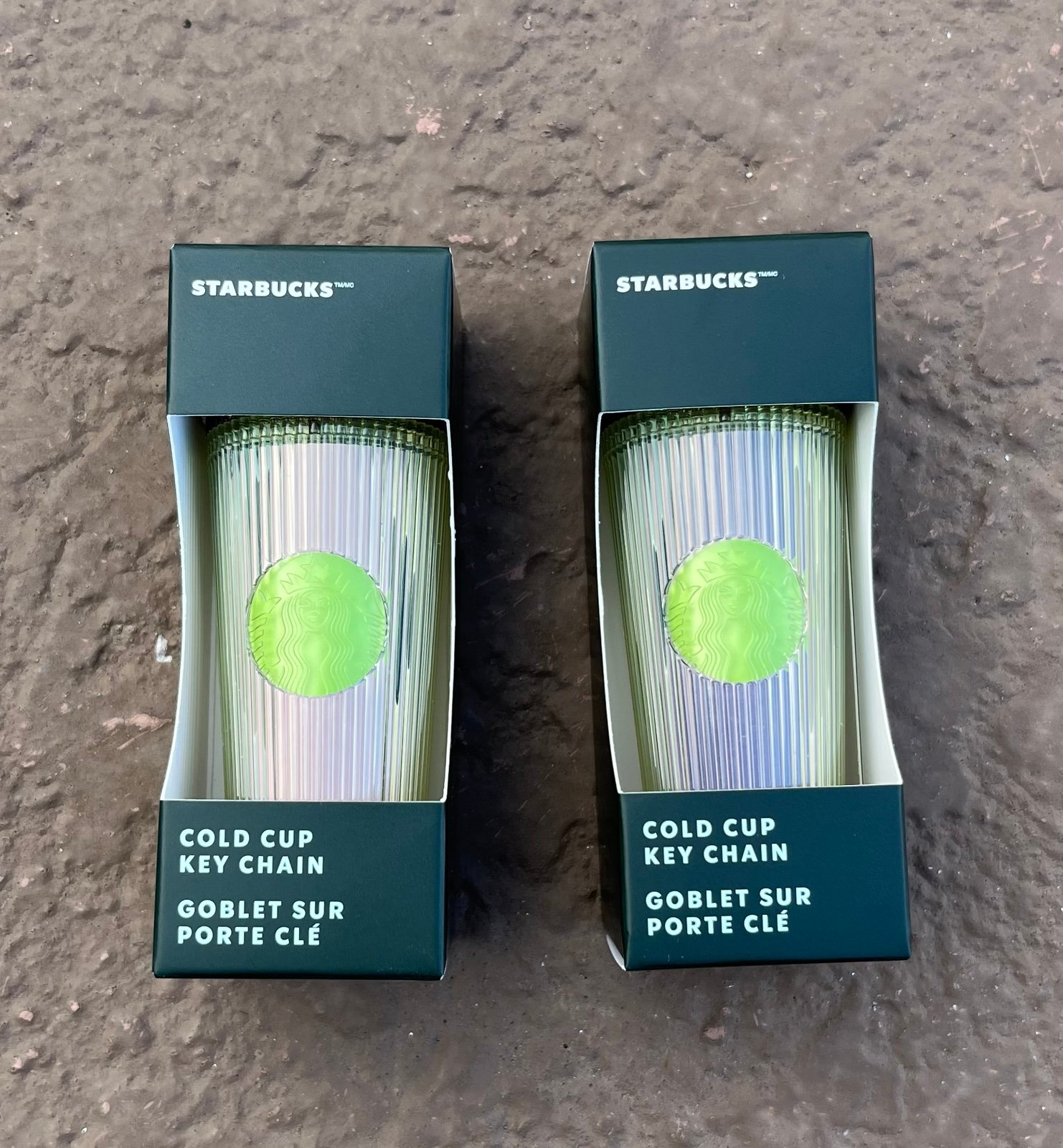 2 Brand new 2025 Starbucks Pleated Cold Cup Keychains, Green & Lilac