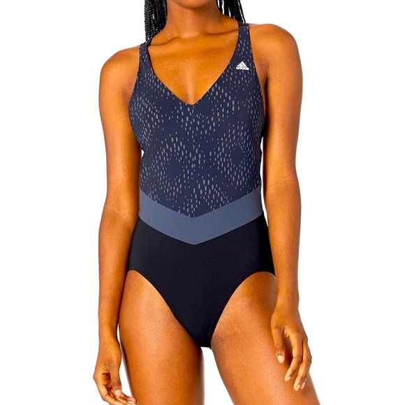 Adidas PrimeBlue grey one piece swimsuit sz 36D