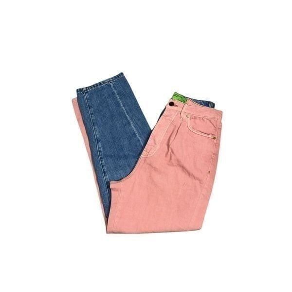 Sandrine Rose Color block Pink/Blue Denim Lightweight Cotton Pants(Size 27)