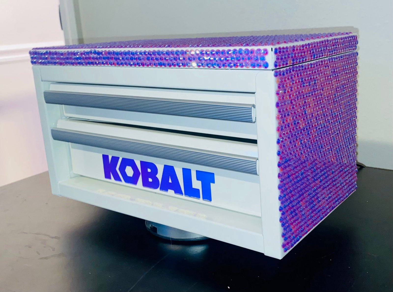 Custom Purple Bejeweled VIRAL Kobalt Mini Toolbox Holographic Logo