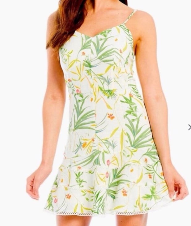 A Loves A Floral Linen Blend Mini Dress