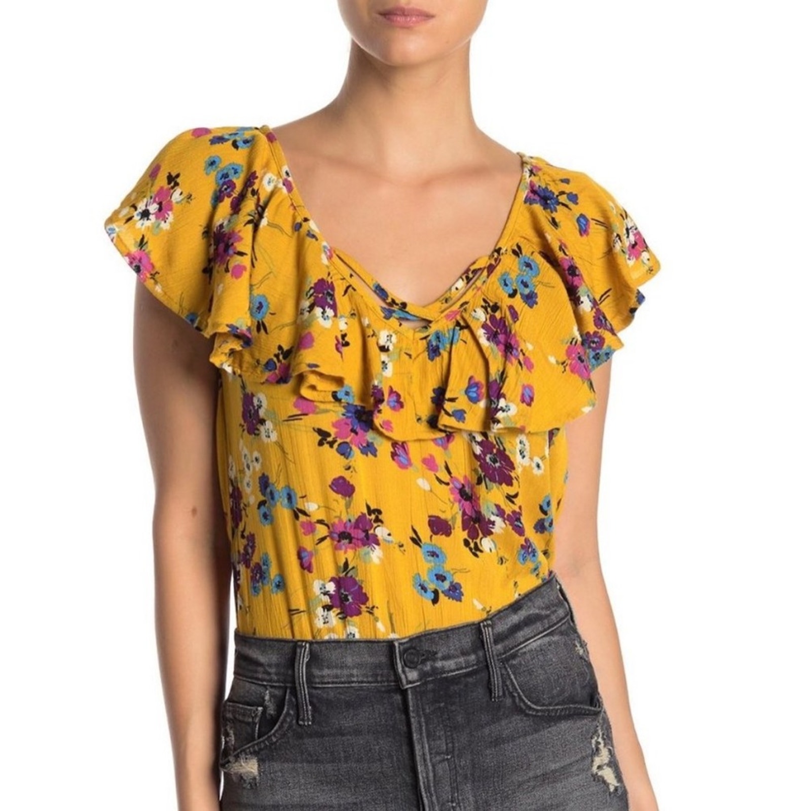 NEW! Band of Gypsies Monaco Ruffle Bodysuit size Medium