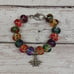 Multi-Colored Glass Beads with Silver Bee Charm Bracelet
