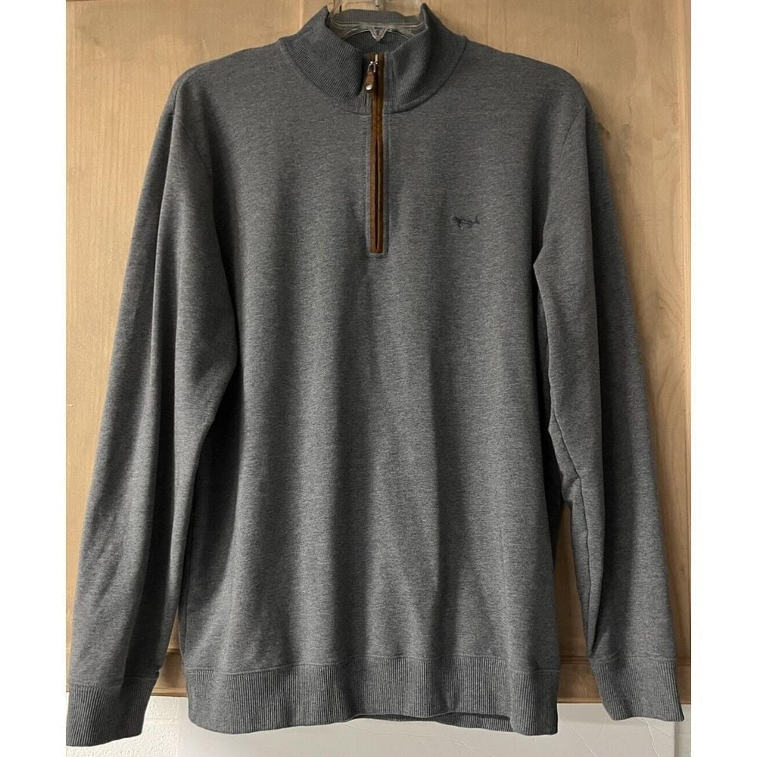 Coastal Cotton 1/4 Zip Pullover W/Sleeve Patches XL Gray