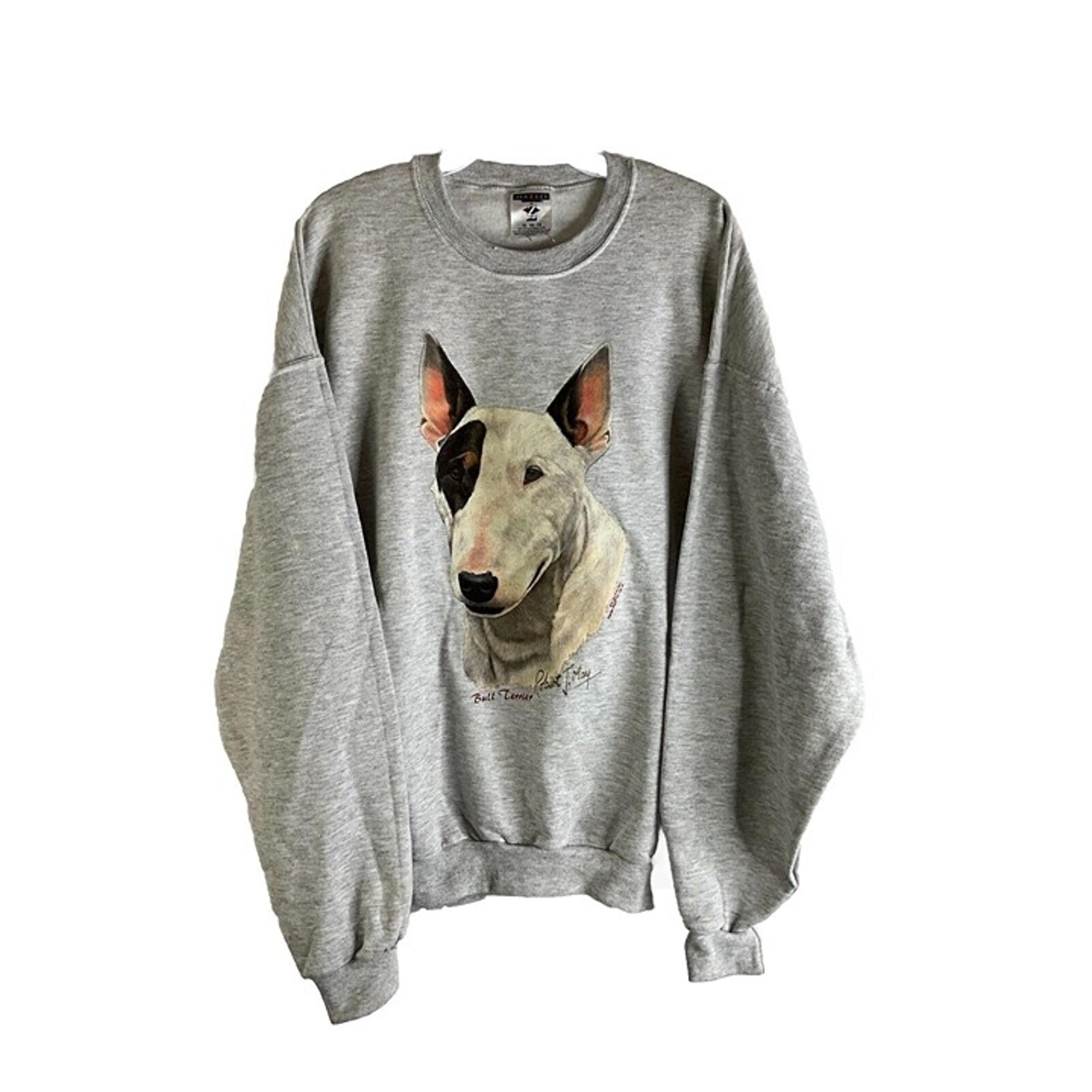 Vintage 90s Bull Terrier Dog Puppy Faded Crewneck Sweatshirt Mens XL