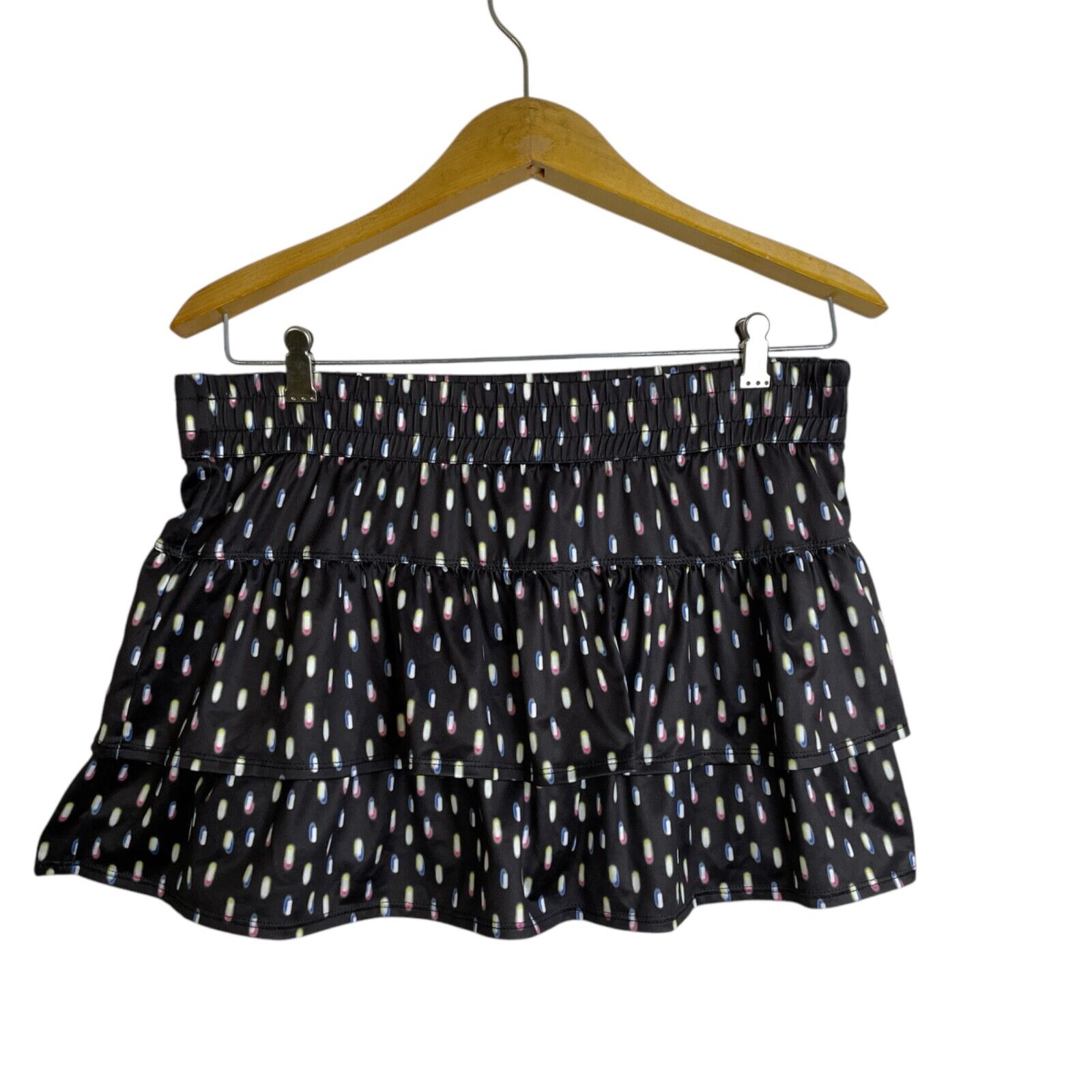 Lucky In Love Tennis Skirt Skort Womens Large Black Neon Let It Glow Pickleball