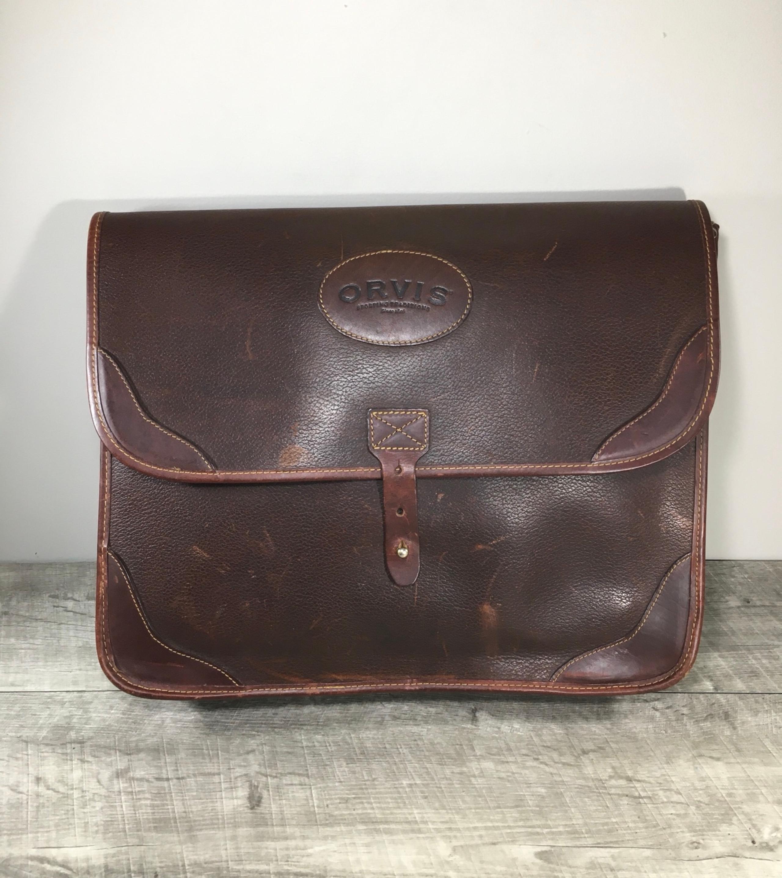 Orvis Bullhide Leather Briefcase School Portfolio Business Attorney Travel Bag