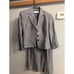 Tahari Arthur S Levine Skirt Suit Set Size 4 Bluish Linen Blend Womens