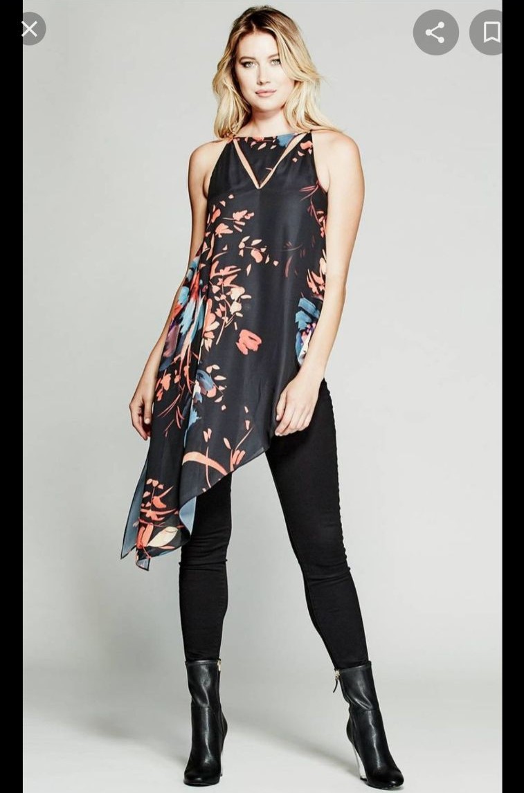 Marciano victoria floral tunic top