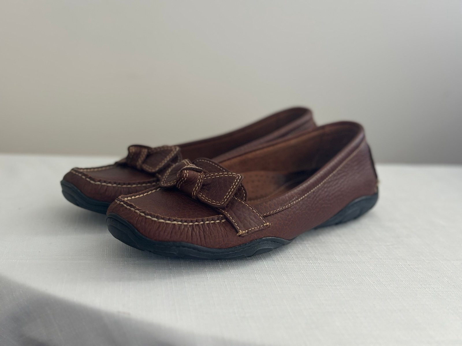 Leather Loafers with Bow