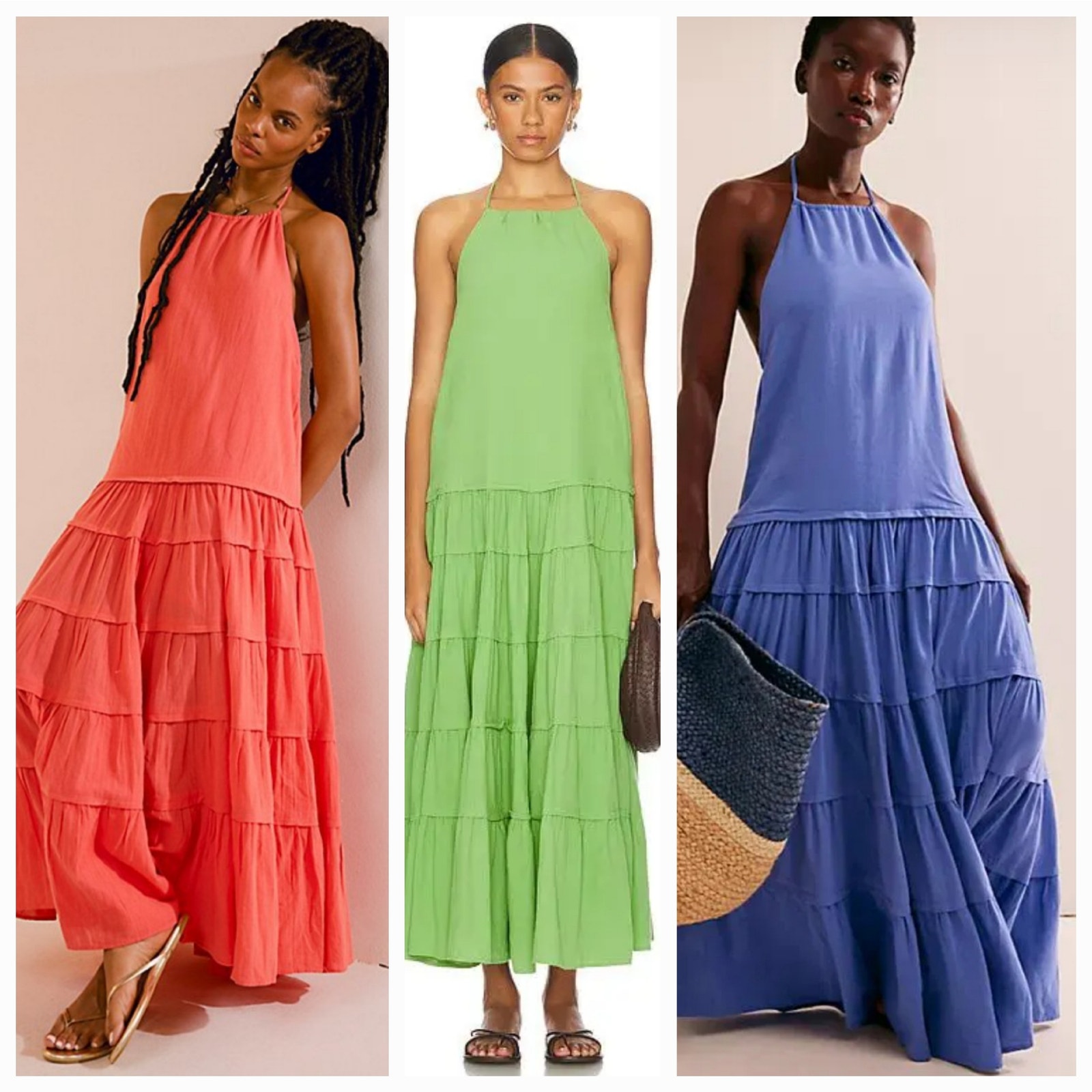 New FREE PEOPLE Somewhere Sunny Drop-Waist Boho Maxi Dress 118 MEDIUM Kiwi