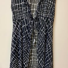 St. John Swim Black White Tie Front Ruffle Taper Front Sz XS