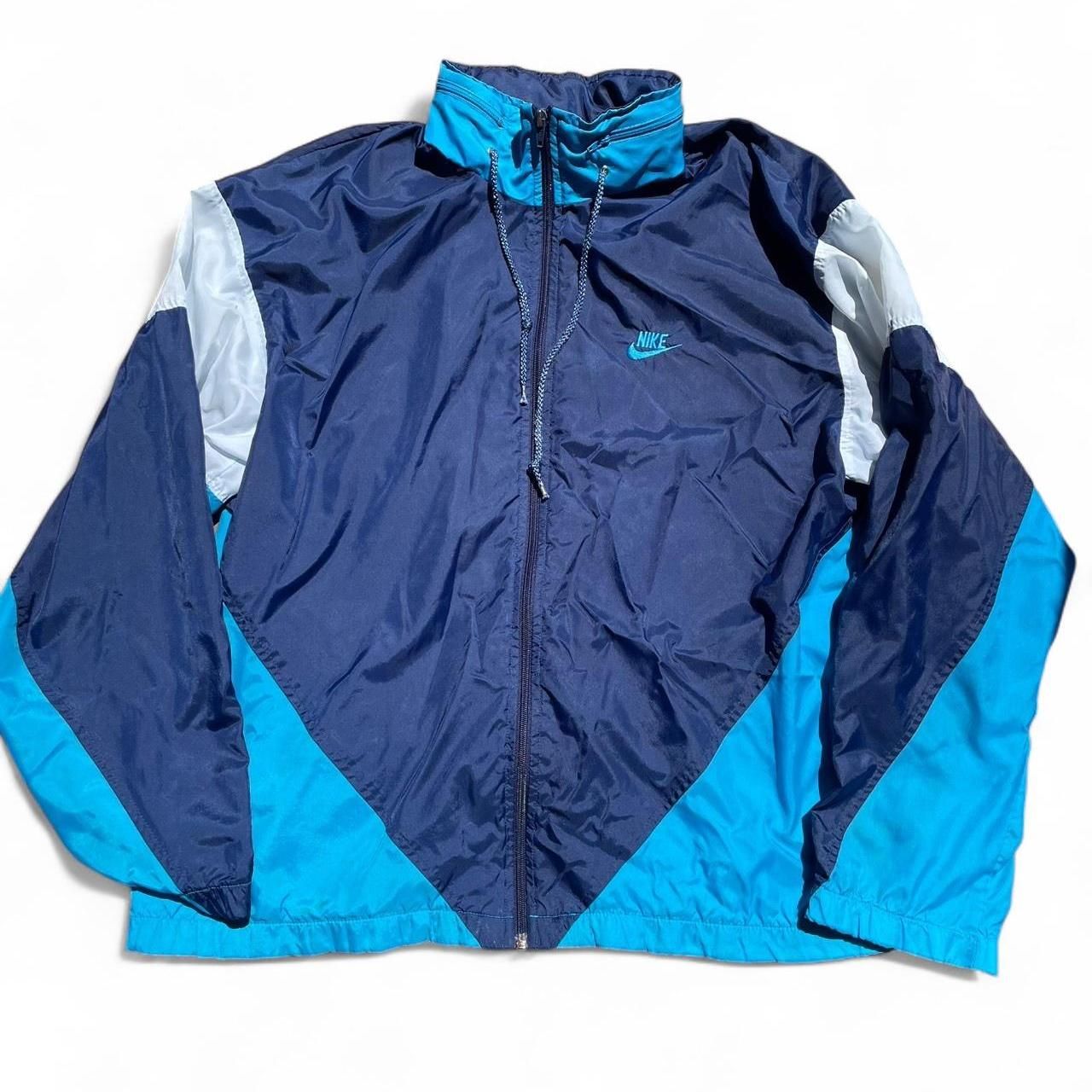 Rare! Vintage 90s Nike windbreaker jacket with optional hood - blue/white - LNik