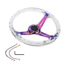 Universal 6-Hole 350mm Deep Dish Clear Crystal Bubble Neo Spoke Steering Wheel